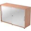 Armoire à portes coulissantes JENA, 2 HC, face argent, l. 1200 x P 400 x H 748 mm, coloris noyer