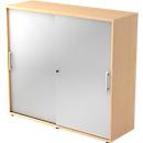 Armoire à portes coulissantes JENA, 3 HC, face argent, l. 1200 x P 400 x H 1100 mm, coloris érable