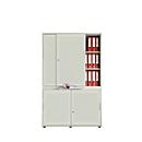 Armoire à portes coulissantes, surface acoustique, l. 1200 mm, 5 HC, gris clair