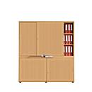 Armoire à portes coulissantes, surface acoustique, l. 1350 mm, 5 HC, coloris hêtre