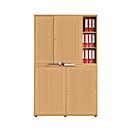 Armoire à portes coulissantes, surface acoustique, l. 1350 mm, 6 HC, coloris hêtre