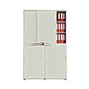 Armoire à portes coulissantes, surface acoustique, l. 1350 mm, 6 HC, gris clair