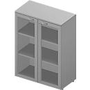 Armoire à portes vitrées ARLON OFFICE, 3 hauteurs de classeurs, portes avec cadre, l. 900 mm, gris clair/alu