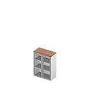 Armoire à portes vitrées ARLON OFFICE, 3 hauteurs de classeurs, portes avec cadre, l. 900 mm, noyer