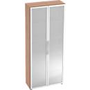 Armoire à portes vitrées TARA, 5 hauteurs de classeur, l. 800 x P 346 x H 1880 mm, coloris noyer