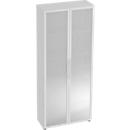 Armoire à portes vitrées TARA, 5 hauteurs de classeur, l. 800 x P 346 x H 1880 mm, gris clair
