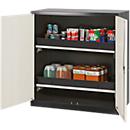 Armoire à produits chimiques, porte battante, 2 bacs extractibles, 1055 x 520 x 1105 mm, blanc pur
