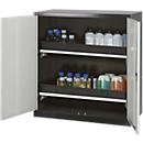 Armoire à produits chimiques, porte battante, 2 bacs extractibles, 1055 x 520 x 1105 mm, gris clair