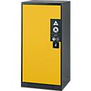 Armoire à produits chimiques, porte battante, 2 bacs extractibles, 545 x 520 x 1105 mm, jaune de sécurité