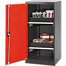 Armoire à produits chimiques, porte battante, 2 bacs extractibles, 545 x 520 x 1105 mm, rouge circulation