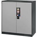 Armoire à produits chimiques, porte battante, 2 tablettes, 1055 x 520 x 1105 mm, argent