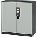 Armoire à produits chimiques, porte battante, 2 tablettes, 1055 x 520 x 1105 mm, gris clair