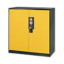 Armoire à produits chimiques, porte battante, 2 tablettes, 1055 x 520 x 1105 mm, jaune de sécurité