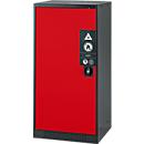 Armoire à produits chimiques, porte battante, 2 tablettes, 545 x 520 x 1105 mm, rouge circulation