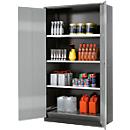 Armoire à produits chimiques, porte battante, 3 étagères, 1055 x 520 x 1950 mm, argent