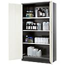 Armoire à produits chimiques, porte battante, 3 étagères, 1055 x 520 x 1950 mm, blanc pur