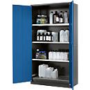 Armoire à produits chimiques, porte battante, 3 étagères, 1055 x 520 x 1950 mm, bleu gentiane