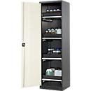 Armoire à produits chimiques, porte battante, 4 bacs extractibles, 545 x 520 x 1950 mm, blanc pur
