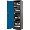 Armoire à produits chimiques, porte battante, 4 bacs extractibles, 545 x 520 x 1950 mm, bleu gentiane