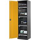 Armoire à produits chimiques, porte battante, 4 bacs extractibles, 545 x 520 x 1950 mm, jaune de sécurité