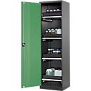 Armoire à produits chimiques, porte battante, 4 bacs extractibles, 545 x 520 x 1950 mm, vert réséda