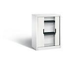 Armoire à rideau C + P Omnispace, 2 HC, verrouillable, L 800 x P 420 x H 1030 mm, acier/plastique, blanc trafic