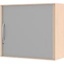 Armoire à rideau coulissant à poser BARI, 4 étagères, cloison médiane, serrure, H 1057 mm, coloris érable