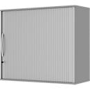 Armoire à rideau coulissant à poser BARI, 4 étagères, cloison médiane, serrure, H 1057 mm, gris moyen