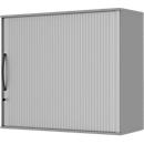 Armoire à rideau coulissant à poser BARI, 4 étagères, cloison médiane, serrure, H 1057 mm, gris moyen