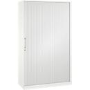 Armoire à rideau coulissant ASISTO C 3000, 5 hauteurs de classeur, avec rideau coulissant acoustique, 1200 mm de large, blanc/blanc
