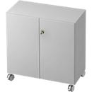 Armoire à roulettes TOPAS LINE, 2 hauteurs de classeurs, portes verrouillables, gris clair/gris clair
