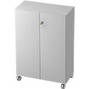 Armoire à roulettes TOPAS LINE, 3 hauteurs de classeurs, portes verrouillables, gris clair/gris clair