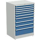 Armoire à tiroirs, 10 tiroirs, l. 910 x P 715 x H 1400 mm