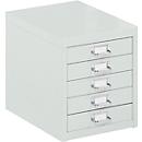 Armoire à tiroirs A4, avec 5 tiroirs, 330 mm de hauteur, gris clair