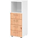 Armoire à tiroirs Breno, 4 tiroirs, 1 compartiment, poignées métalliques, L 400 x P 420 x H 1100 mm, blanc/chêne rouvre