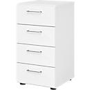 Armoire à tiroirs Breno, 4 tiroirs, poignées métalliques, L 400 x P 420 x H 748 mm, blanc/blanc