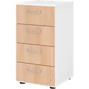 Armoire à tiroirs Breno, 4 tiroirs, poignées métalliques, L 400 x P 420 x H 748 mm, blanc/chêne