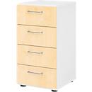 Armoire à tiroirs Breno, 4 tiroirs, poignées métalliques, L 400 x P 420 x H 748 mm, blanc/érable