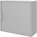 Armoire à volet BARI, 4 tablettes, s'ouvre depuis la droite, serrure & cloison médiane, l. 1200 x P 430 x H 1117 mm, gris clair