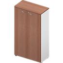 Armoire ARLON OFFICE, 4 hauteurs de classeurs, verrouillable, L 900 x P 450 x H 1 600 mm, finition noyer Canaletto/blanc
