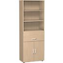 Armoire combinée à dossiers suspendus ALICANTE, 6 HC, l. 800 mm, coloris hêtre