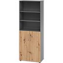 Armoire combinée Breno, 6OH, élément d'armoire et d'étagère, verrouillable, L 800 x P 420 x H 2156 mm, panneau de particules, graphite/chêne rouvre