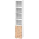 Armoire combinée Breno, avec 4 tiroirs &amp; élément d'étagère, 6 HC, L 400 x P 420 x H 2156 mm, panneau de particules, blanc/chêne