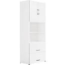 Armoire combinée PALENQUE, 6 HC, portes en bois, tiroir à dossiers suspendus, l. 800 x P 420 x H 2160 mm, blanc