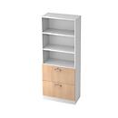 Armoire combinée TARVIS, 5 HC, 2 étagères + 2 tiroirs à DS verrouillables, l. 800 x P 420 x H 2004 mm, blanc/décor chêne