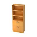 Armoire combinée TARVIS, 5 HC, 2 étagères + 2 tiroirs à DS verrouillables, l. 800 x P 420 x H 2004 mm, décor hêtre