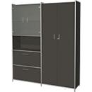 Armoire combinée Toledo, avec panneau de finition arrière, 2 tiroirs, 5 HC verrouillable, l. 1580 x P 380 mm, anthracite