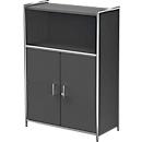 Armoire combinée Toledo, avec panneau de finition arrière, verrouillable, 3 HC, 1 compartiment, l. 800 x P 380 mm, anthracite