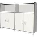 Armoire combinée Toledo, avec panneau de finition arrière, verrouillable, 3 HC, 2 compartiments, l. 1580 x P 380 mm, blanc