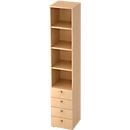 Armoire combinée TOPAS LINE, 6 hauteurs de classeurs, étagères + 4 tiroirs, érable/érable